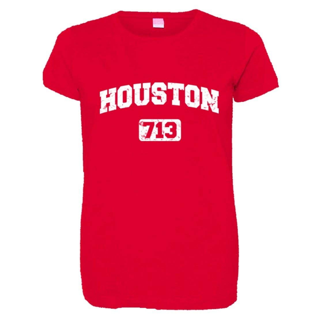 PleaseMeTees™ Womens Houston 713 Area Code Distressed HQ Tee - Walmart.com