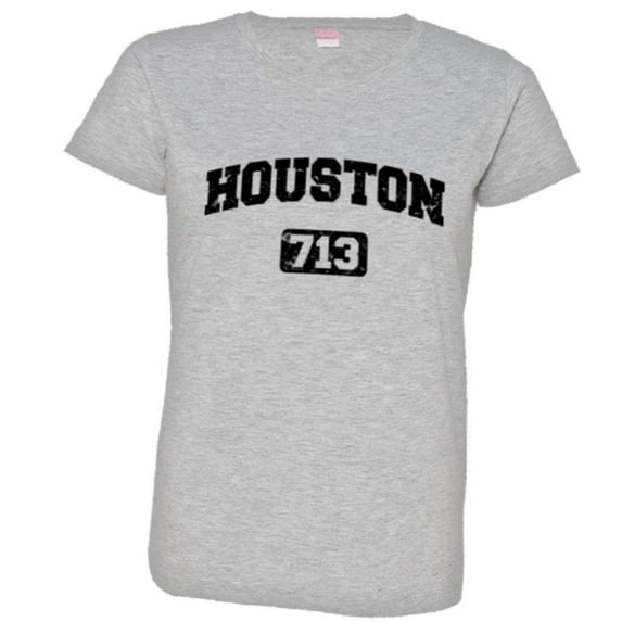PleaseMeTees™ Womens Houston 713 Area Code Distressed HQ Tee