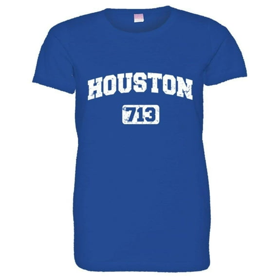 PleaseMeTees™ Womens Houston 713 Area Code Distressed HQ Tee