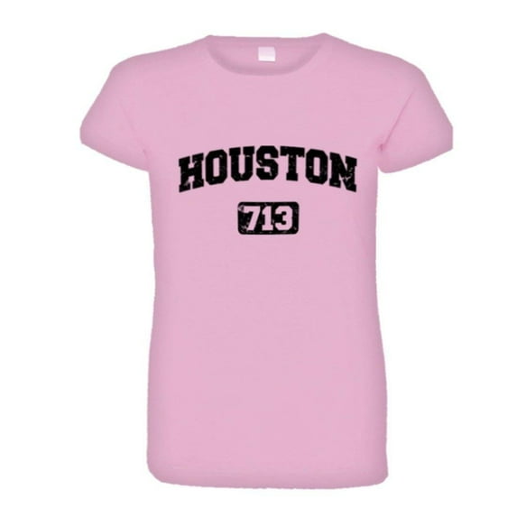 PleaseMeTees™ Womens Houston 713 Area Code Distressed HQ Tee