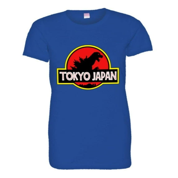 PleaseMeTees™ Womens Jurassic Tokyo Japan Godzilla Park Logo HQ Tee