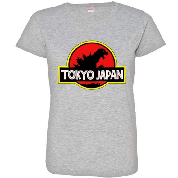 PleaseMeTees™ Womens Jurassic Tokyo Japan Godzilla Park Logo HQ Tee