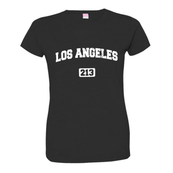 PleaseMeTees™ Womens Los Angeles 213 L.A. Area Code Distressed HQ Tee