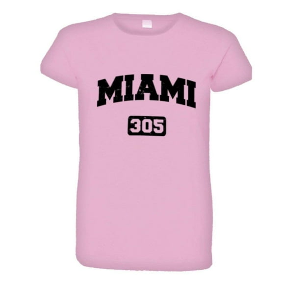 PleaseMeTees™ Womens Miami Florida 305 Area Code Distressed HQ Fashion Tee