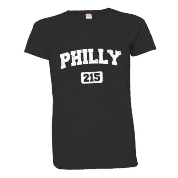 PleaseMeTees™ Womens Philly 215 Area Code Philadelphia Distressed HQ Tee