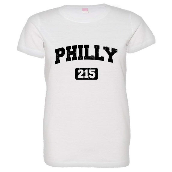 PleaseMeTees™ Womens Philly 215 Area Code Philadelphia Distressed HQ Tee