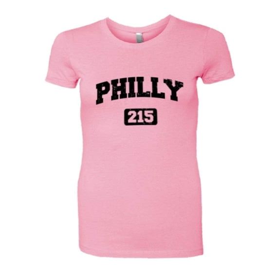 PleaseMeTees™ Womens Philly 215 Area Code Philadelphia Distressed HQ Tee