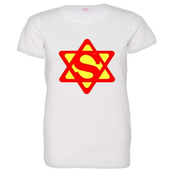 PleaseMeTees™ Womens Super Jew Super Man Jewish Star Of David HQ Tee