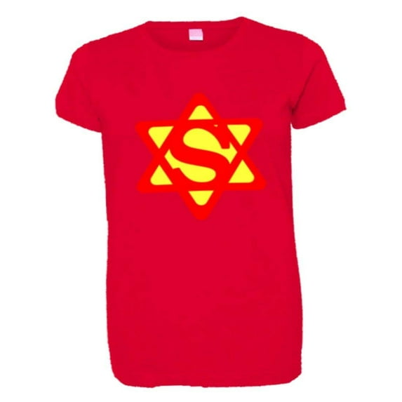PleaseMeTees™ Womens Super Jew Super Man Jewish Star Of David HQ Tee