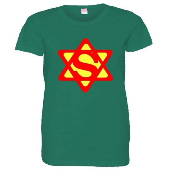 PleaseMeTees™ Womens Super Jew Super Man Jewish Star Of David HQ Tee