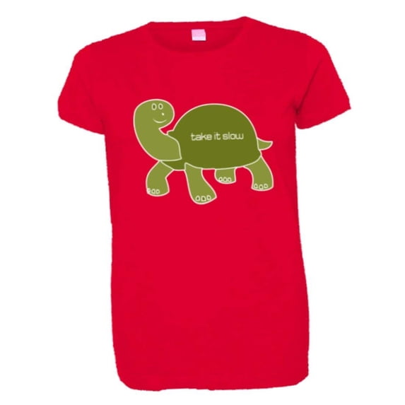 PleaseMeTees™ Womens Turtle Take It Slow Easy Relax Cute Sketch HQ Tee