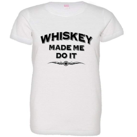 PleaseMeTees™ Womens Whiskey Made Me Do It Beer Drinking Classic HQ Tee