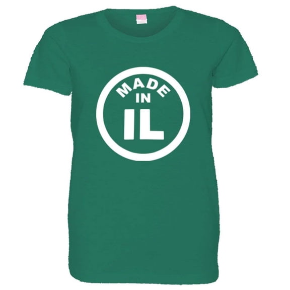 PleaseMeTees™ Womens from Born Made in Illinois IL Logo Label Chi Tee