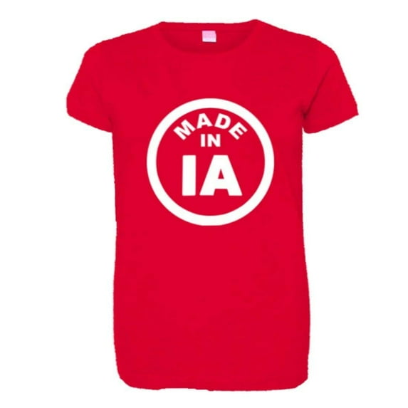 PleaseMeTees™ Womens from Born Made in Iowa IA Logo Label Tag HQ Tee