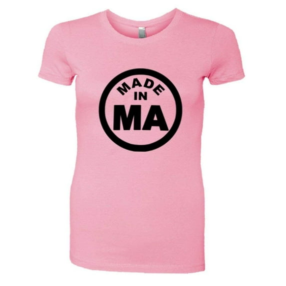 PleaseMeTees™ Womens from Born Made in Massachusetts MA Logo Label Tee