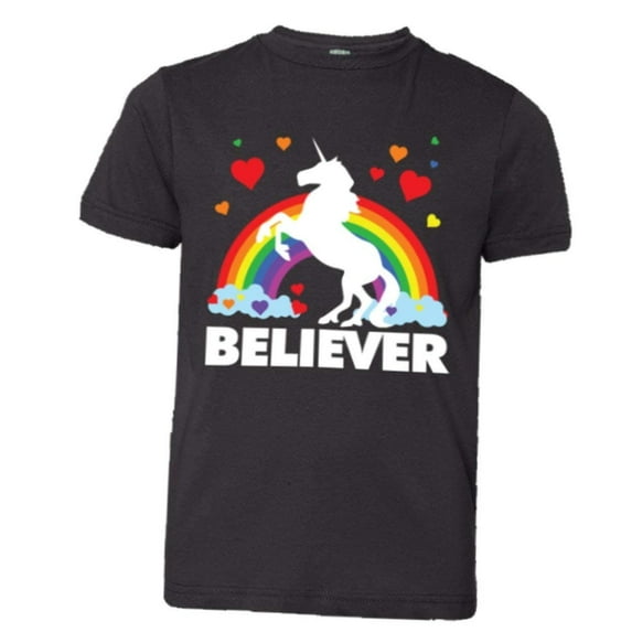 PleaseMeTees™ Youth Believer Unicorn Rainbow I Believe Brony HQ Tee
