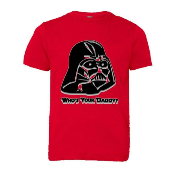 PleaseMeTees™ Youth Cool Darth Vader Whos Your Daddy Embossed HQ Tee