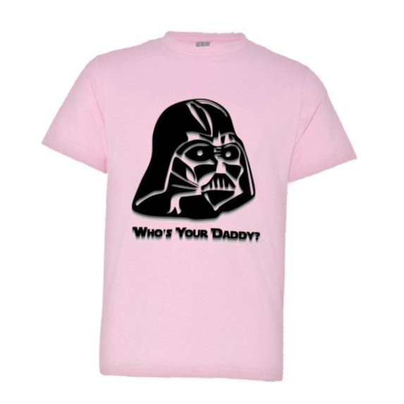 PleaseMeTees™ Youth Cool Darth Vader Whos Your Daddy Embossed HQ Tee