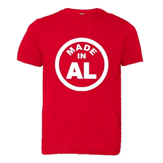 PleaseMeTees™ Youth From Born Made In Alabama AL Logo Label Tag HQ Tee
