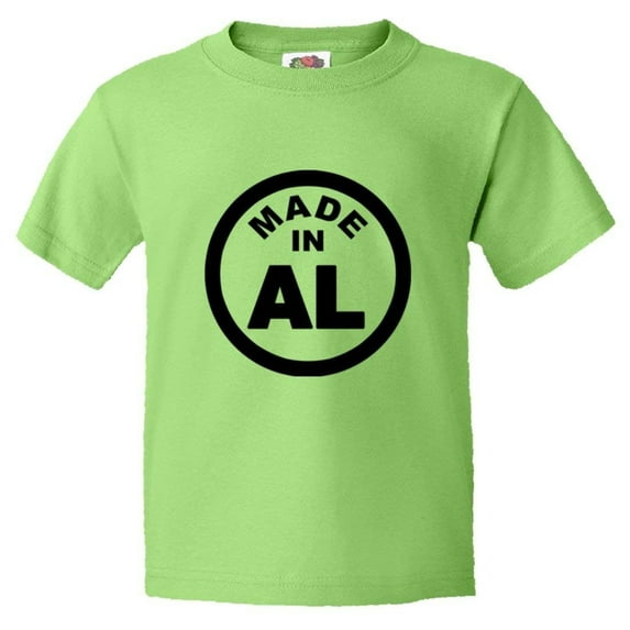PleaseMeTees™ Youth From Born Made In Alabama AL Logo Label Tag HQ Tee