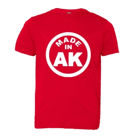 PleaseMeTees™ Youth From Born Made In Alaska AK Logo Label Tag HQ Tee