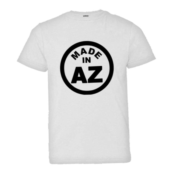 PleaseMeTees™ Youth From Born Made In Arizona AZ Logo Label Tag HQ Tee