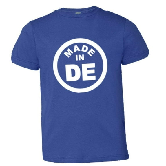 PleaseMeTees™ Youth From Born Made In Delaware DE Logo Label HQ Tee