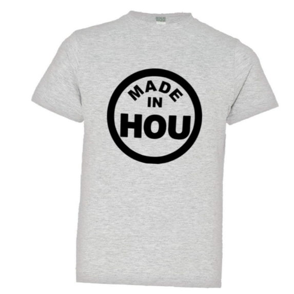 PleaseMeTees™ Youth From Born Made In Houston TX Logo Label HQ Tee