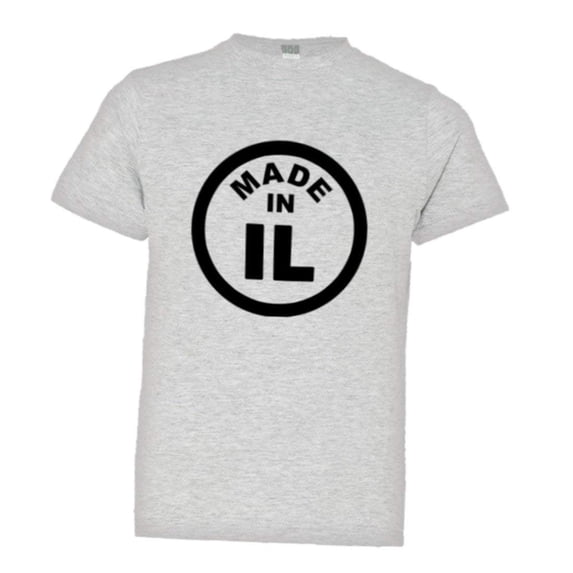 PleaseMeTees™ Youth From Born Made In Illinois IL Logo Label Chi HQ Tee