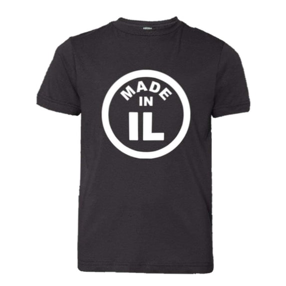 PleaseMeTees™ Youth From Born Made In Illinois IL Logo Label Chi HQ Tee