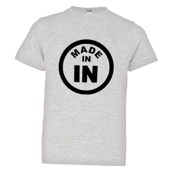 PleaseMeTees™ Youth From Born Made In Indiana In Logo Label Tag HQ Tee