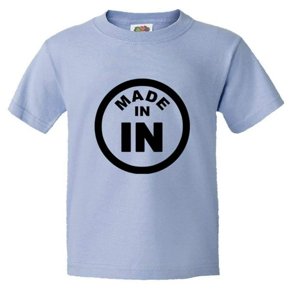 PleaseMeTees™ Youth From Born Made In Indiana In Logo Label Tag HQ Tee