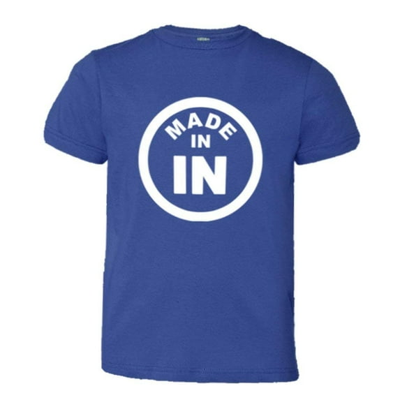 PleaseMeTees™ Youth From Born Made In Indiana In Logo Label Tag HQ Tee