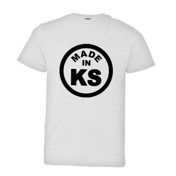 PleaseMeTees™ Youth From Born Made In Kansas KS Logo Label Tag HQ Tee