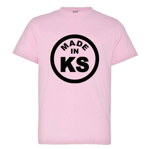 PleaseMeTees™ Youth From Born Made In Kansas KS Logo Label Tag HQ Tee