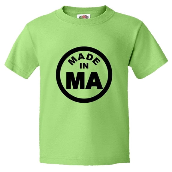 PleaseMeTees™ Youth From Born Made In Massachusetts MA Logo Label HQ Tee