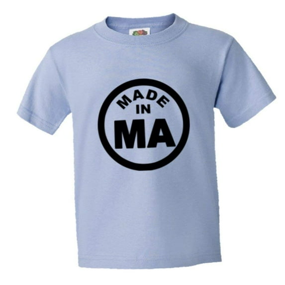 PleaseMeTees™ Youth From Born Made In Massachusetts MA Logo Label HQ Tee