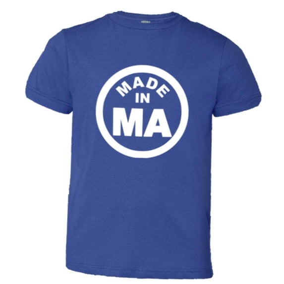 PleaseMeTees™ Youth From Born Made In Massachusetts MA Logo Label HQ Tee