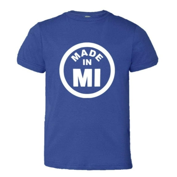 PleaseMeTees™ Youth From Born Made In Michigan MI Logo Label HQ Tee