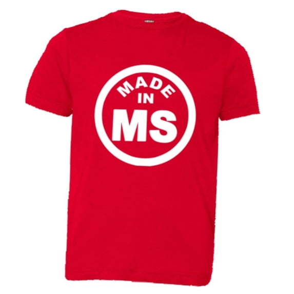 PleaseMeTees™ Youth From Born Made In Mississippi MS Logo Label HQ Tee