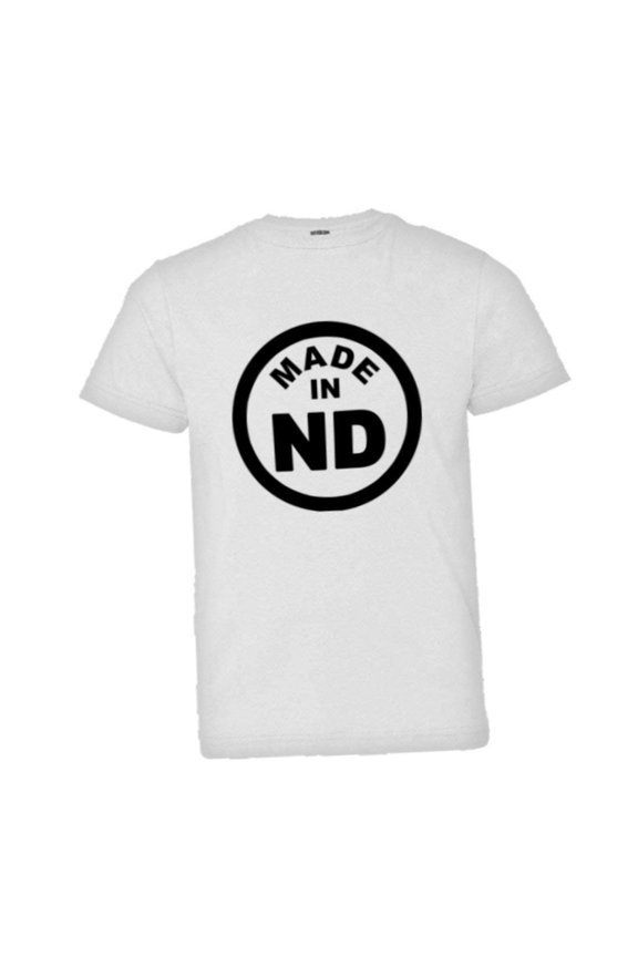 ™ Youth From Born Made In North Dakota ND Logo Label HQ Tee