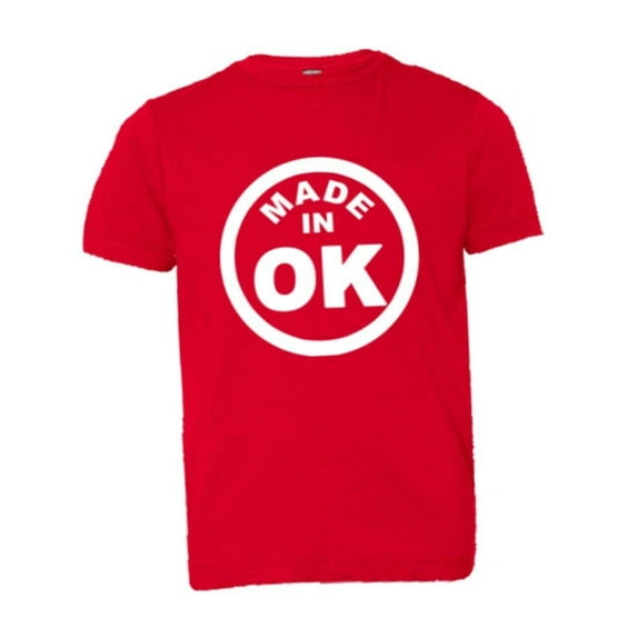 PleaseMeTees™ Youth From Born Made In Oklahoma OK State Logo Label HQ Tee