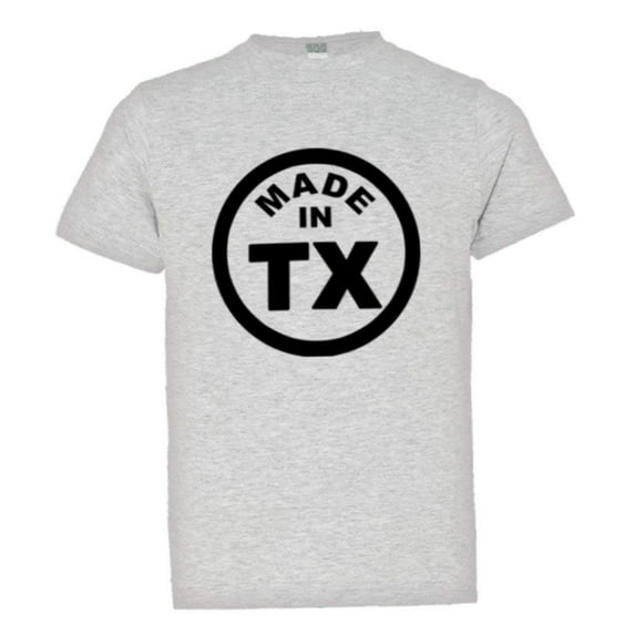 PleaseMeTees™ Youth From Born Made In Texas Longhorn TX Logo Label HQ Tee
