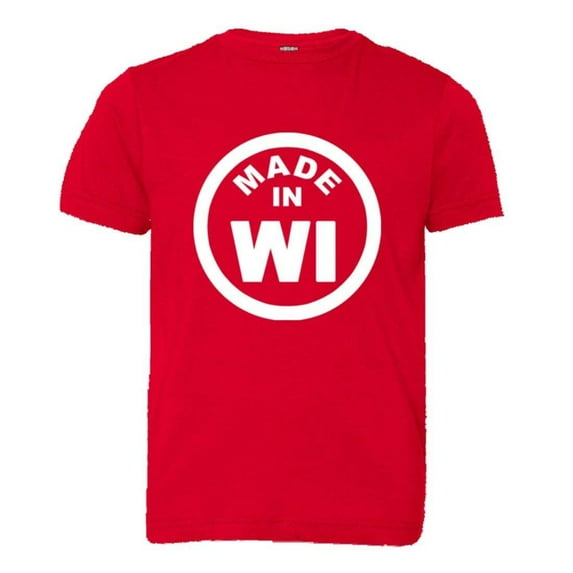 PleaseMeTees™ Youth From Born Made In Wisconsin WI Logo Label HQ Tee