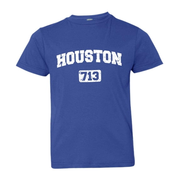 PleaseMeTees™ Youth Houston 713 Area Code Distressed HQ Tee