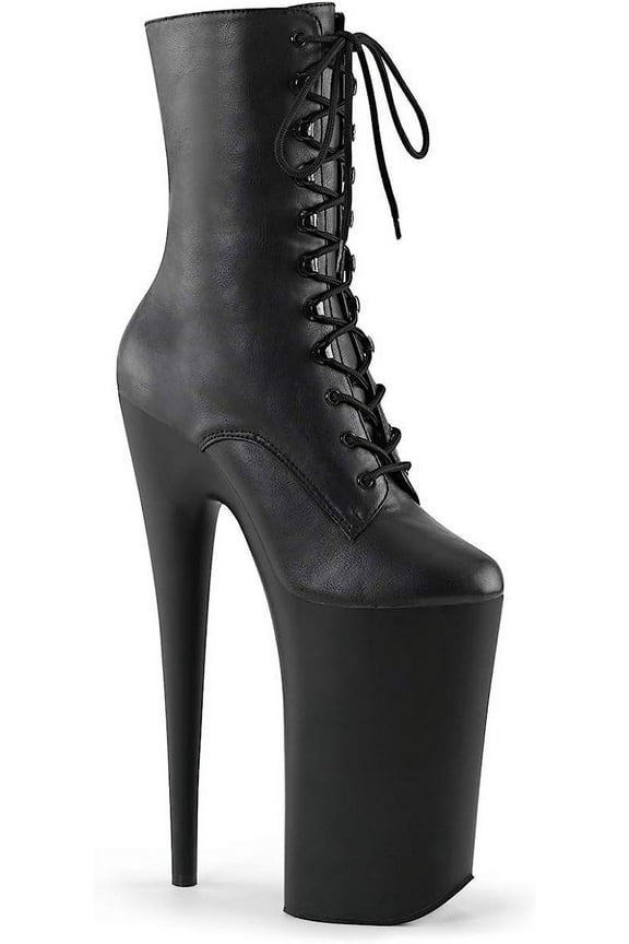 BEYOND-1020 Womens Shoes 8 Black Faux Le/Black Matte