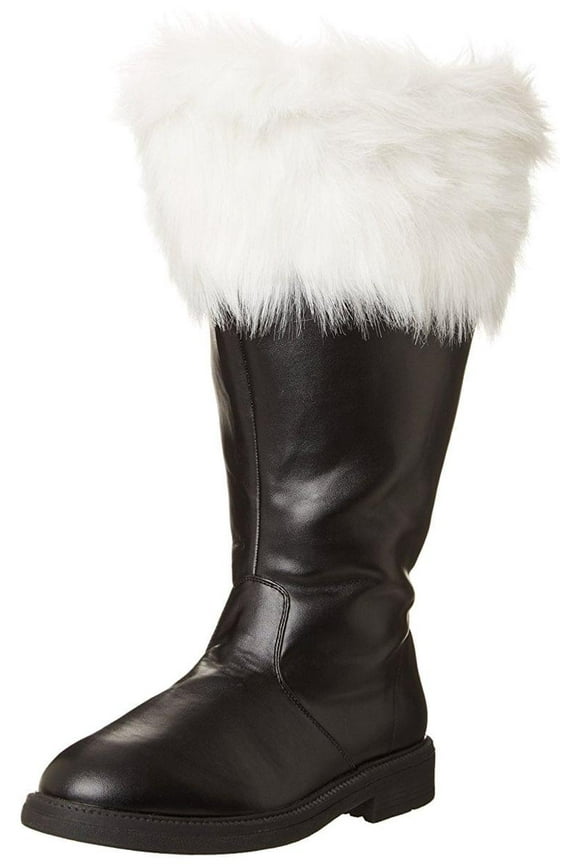 USA Santa Men's Costume Boots w/ White Fur Cuff, Wide Calf: Small Male