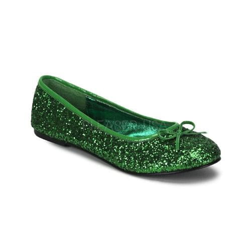 Pleaser USA Star Green Ballet Glitter Flat Costume Shoe Adult 8 Female