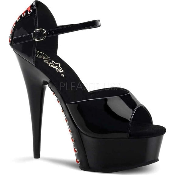 Pleaser Women’s Adjustable Strap High Heel Sandals, Open Toe Black, 12