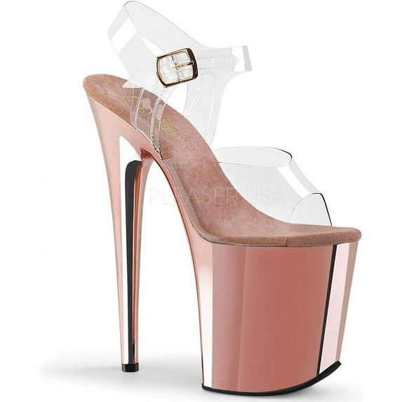 Pleaser Women's Flamingo-808 Ankle-Strap Sandal 8 Clear/Clear